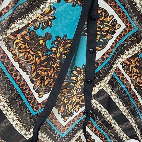 Living Doll LA Women's Size Medium Multi-Color Scarf Print Sleeveless Blouse Top - Picture 7 of 9